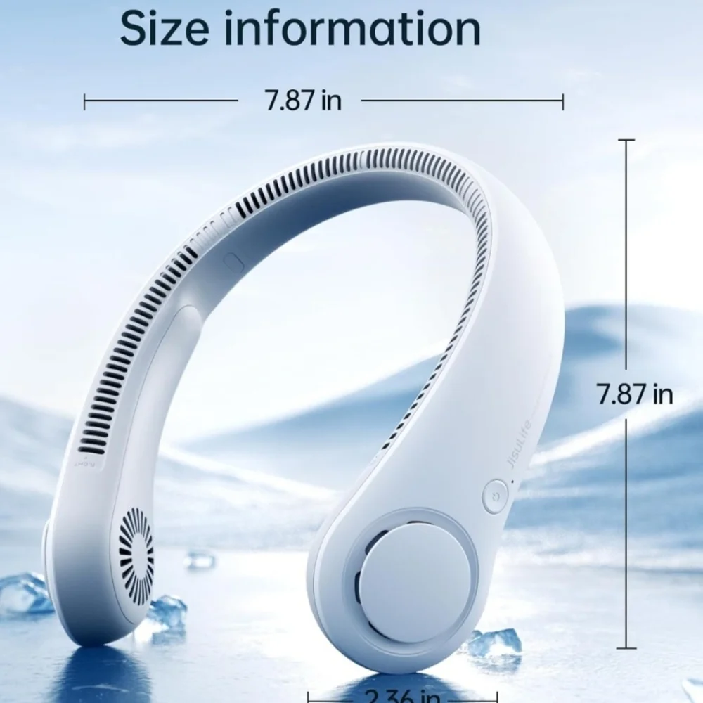 NEW! JISULIFE Portable Neck Fan, Hands-Free Bladeless, 5 Speeds, Rechargable